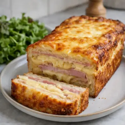 Croque-cake au jambon et au reblochon
