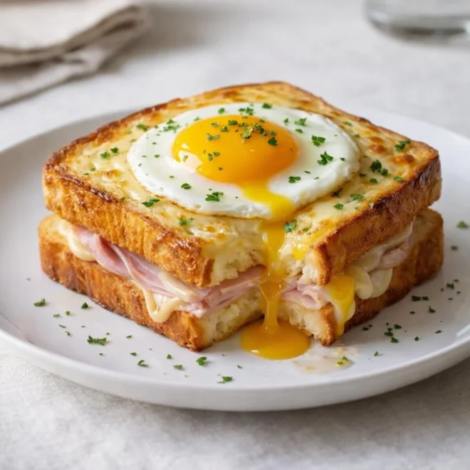 Croque-madame de luxe : gruyère fondant et œuf coulant