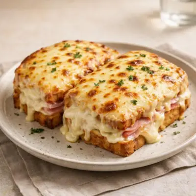 Croque-monsieur au four gratiné : jambon & fromage