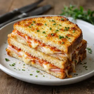 Croque monsieur à l’italienne : mozzarella gratinée