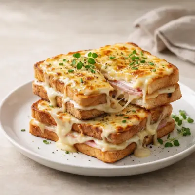 Croque monsieur au jambon et gruyère avec béchamel