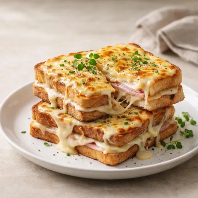 Croque monsieur au jambon et gruyère avec béchamel