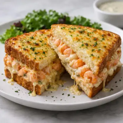Croque-monsieur au saumon et crevettes : sauce aneth