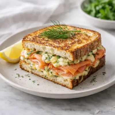 Croque norvégien saumon fumé raifort : gratiné