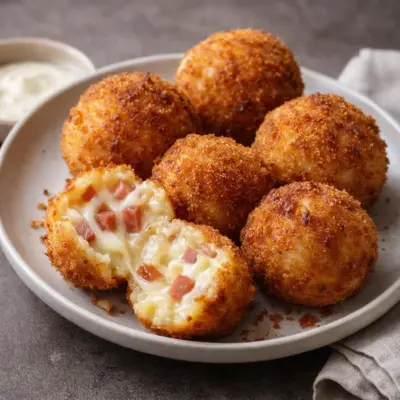 Croquettes de jambon et pommes de terre au fromage