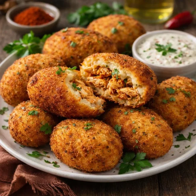 Croquettes de pommes de terre au poulet épicé | Crousti-fond
