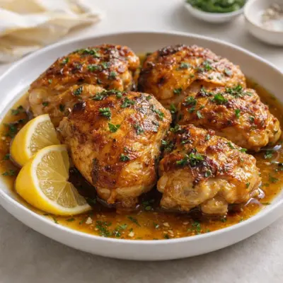 Cuisses de poulet rôties dorées au citron