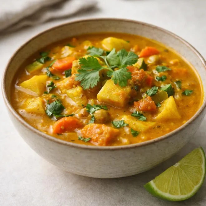 Recette curry aux légumes au lait de coco (onctueux)