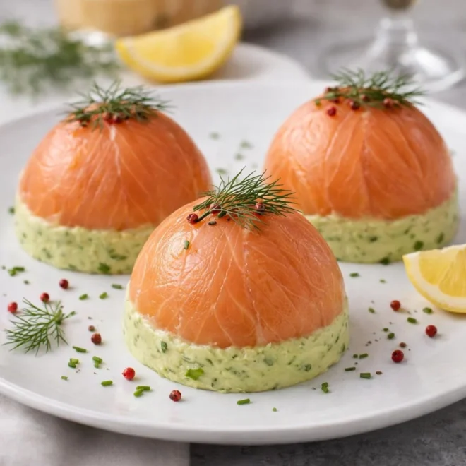 Dômes de truite fumée à la mousse d’avocat