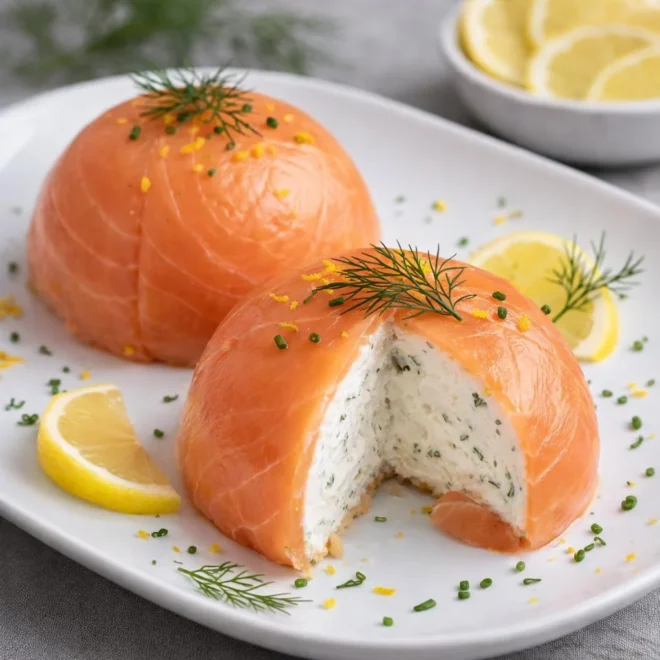 Dômes de truite fumée au fromage frais citronné