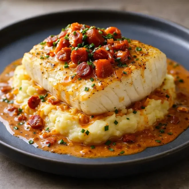 Dos de cabillaud à la crème de chorizo…