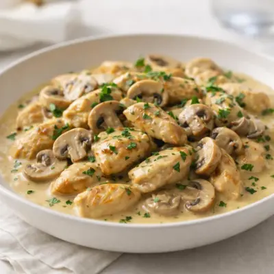 Émincé de poulet à la moutarde et à la crème