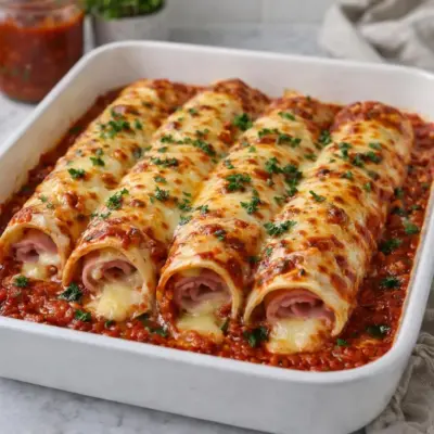 Enchiladas gratinées au jambon et à la raclette (filant)