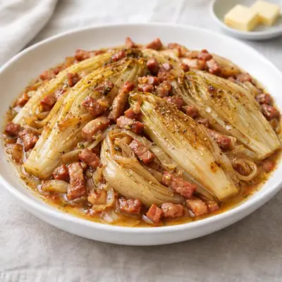 Endives braisées aux lardons fumés : fondantes