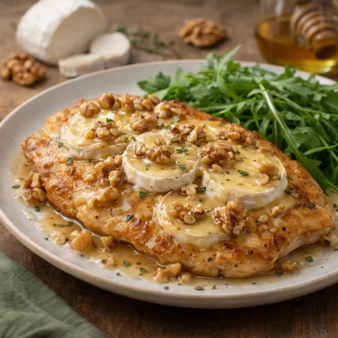 Escalope de dinde au chèvre miel et noix (gourmande)