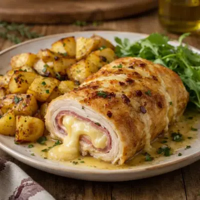 Escalope savoyarde roulée au jambon et au reblochon