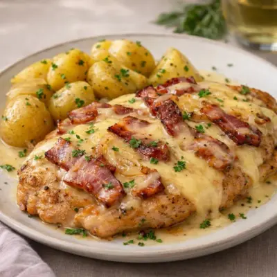 Escalopes montagnardes au bacon et à la raclette