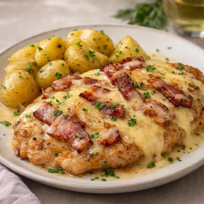 Escalopes montagnardes au bacon et à la raclette