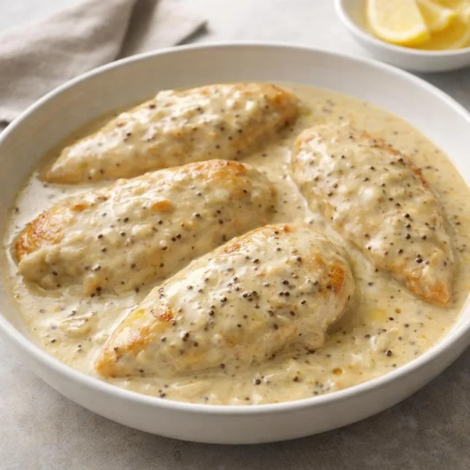 Escalopes de poulet à la moutarde : sauce crème