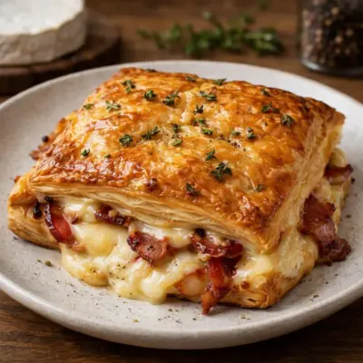 Feuilleté au camembert et bacon croustillant