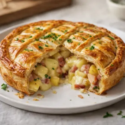 Feuilleté camembert pommes de terre lardons