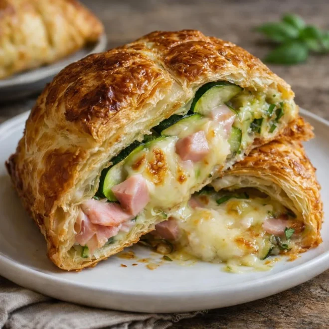 Feuilleté courgette jambon mozzarella : crousti & filant