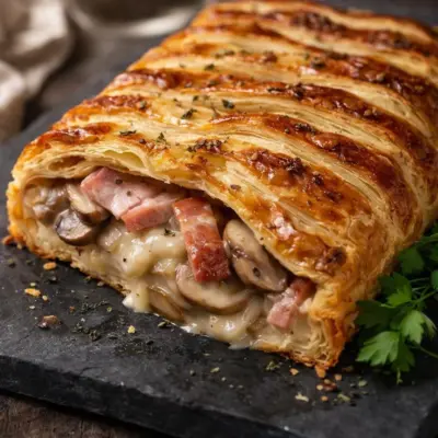 Recette feuilleté champignons jambon sauce crème | Croustill