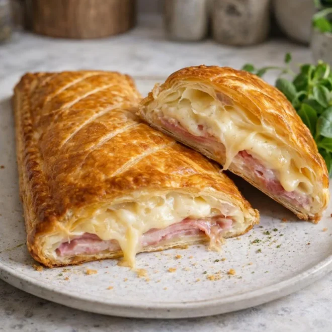 Feuilleté croque-monsieur jambon reblochon au four