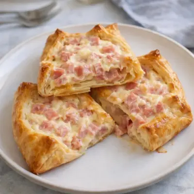 Feuilletés au jambon et fromage : croustillants au four