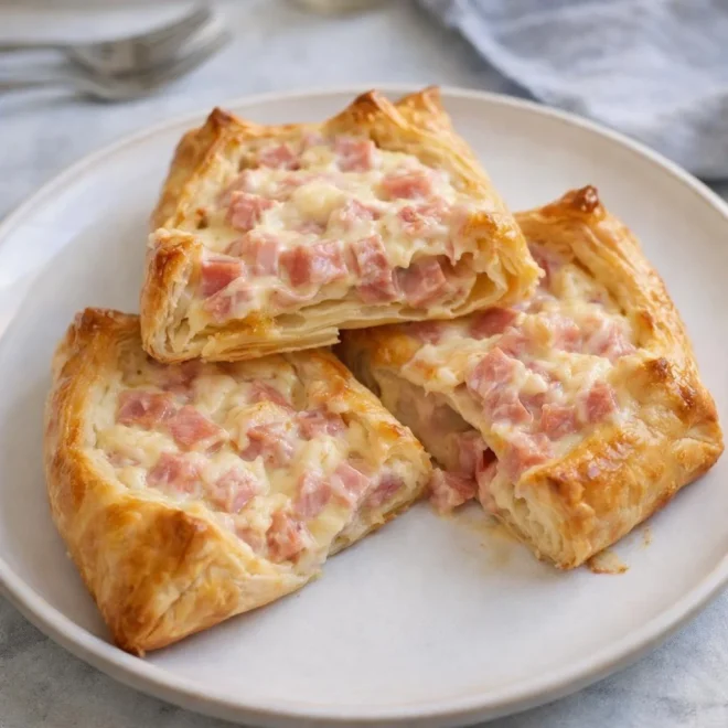 Feuilletés au jambon et fromage : croustillants au four
