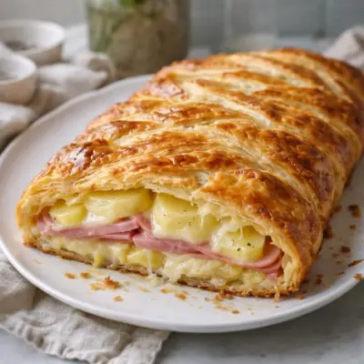 Feuilleté jambon raclette pommes de terre au four