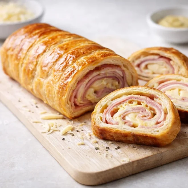 Recette feuilleté roulé jambon fromage moutarde