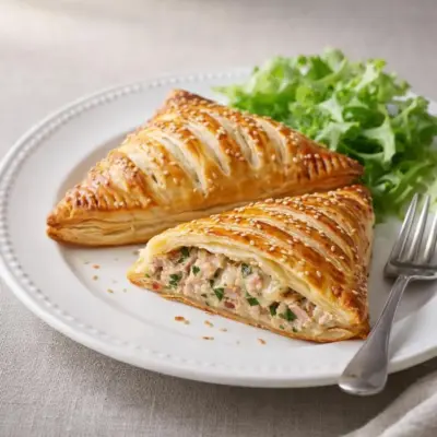 Feuilleté au thon : pâte feuilletée dorée au gruyère