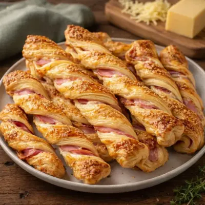 Feuilletés torsadés jambon comté : croustillants au four