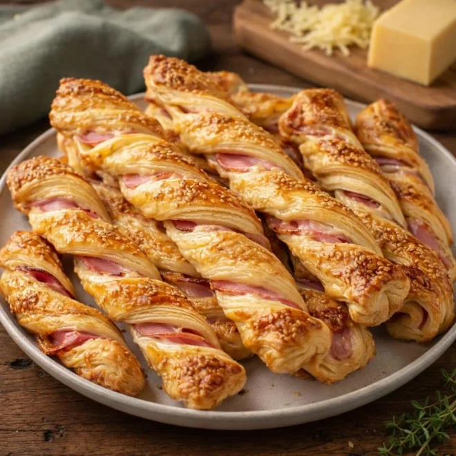 Feuilletés torsadés jambon comté : croustillants au four