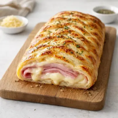 Feuilleté tressé jambon fromage : cœur fondant