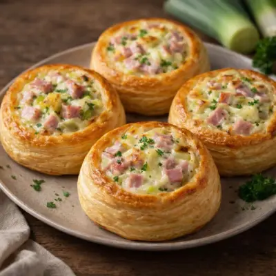 Feuilletés au jambon fumé poireaux crème : crousti-fondant