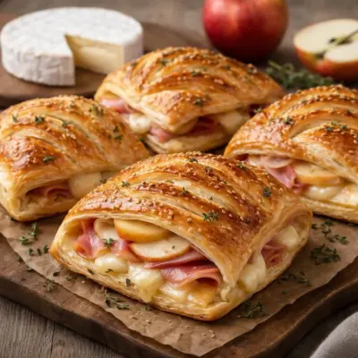 Feuilletés au jambon fumé camembert pommes : dorés & fondant