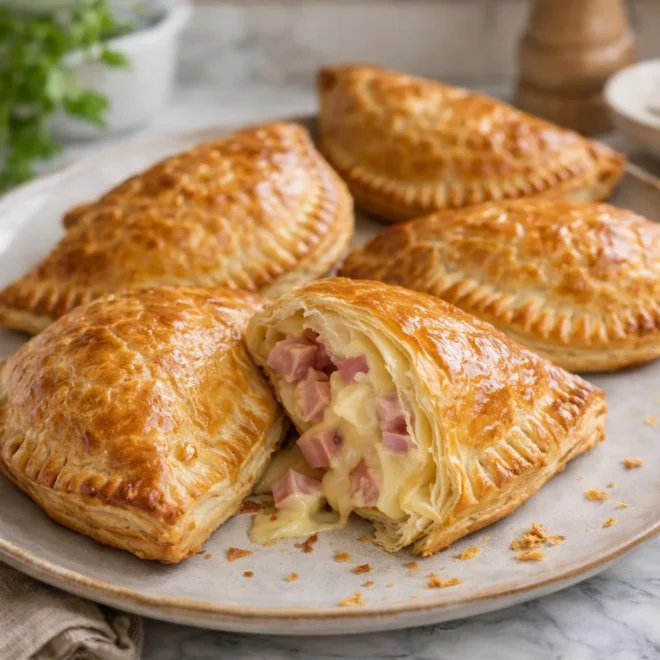 Feuilletés au jambon et gruyère à la crème moutardée