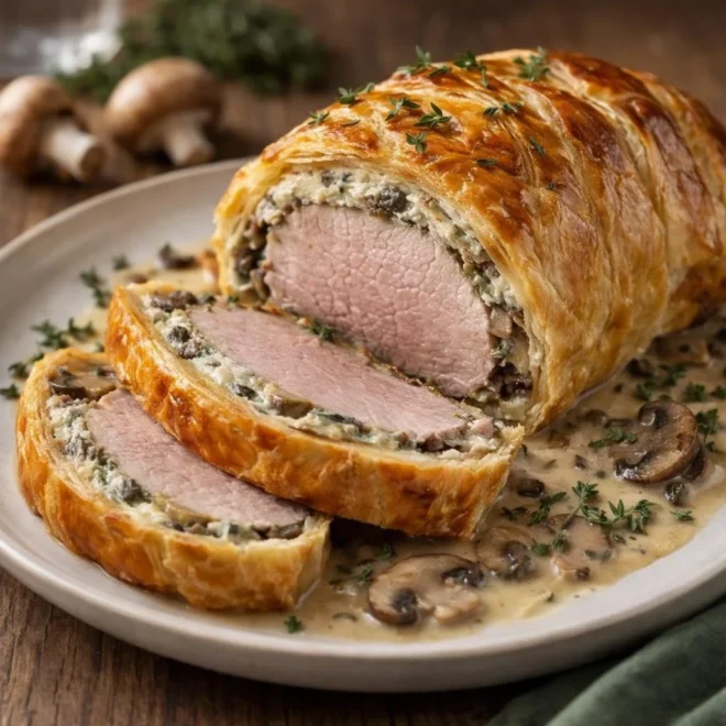Filet mignon en croûte au Boursin et champignons