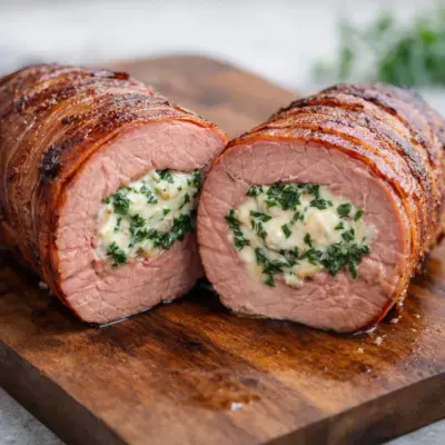 Filet mignon farci au boursin, poitrine fumée