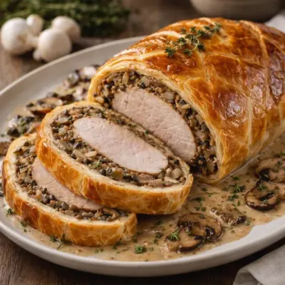 Filet mignon feuilleté aux champignons et moutarde