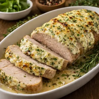 Filet mignon gratiné au fromage frais et fines herbes