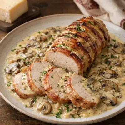 Filet mignon savoyard au lard fumé : sauce crème & vin blanc
