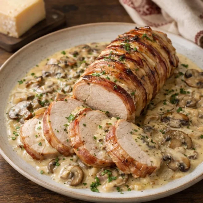 Filet mignon savoyard au lard fumé : sauce crème & vin blanc