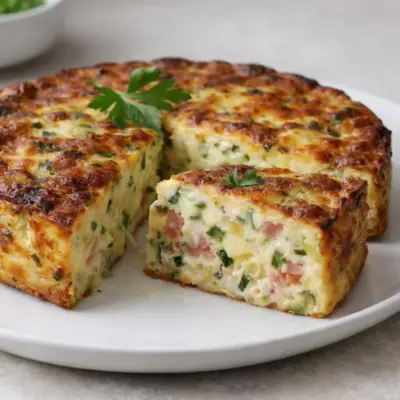 Flan de courgettes au jambon et mozzarella au four