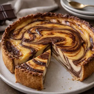 Flan pâtissier marbré vanille-chocolat : crémeux