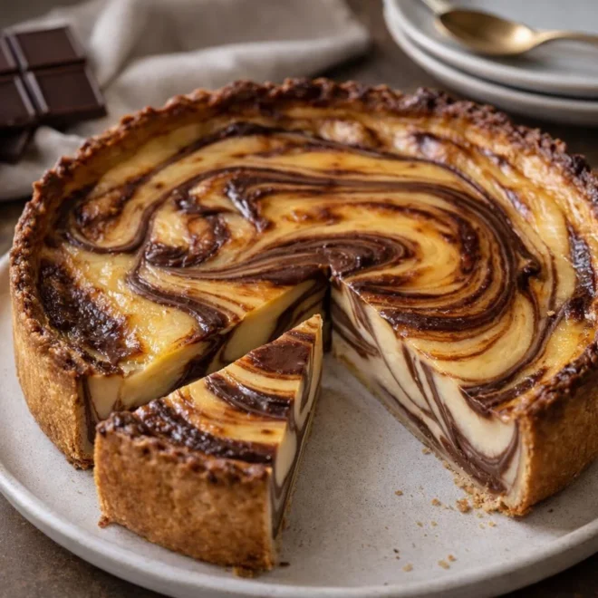 Flan pâtissier marbré vanille-chocolat : crémeux