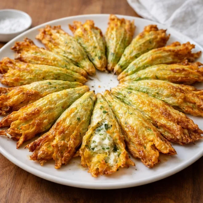 Fleurs de courge farcies au fromage : croustillantes au four