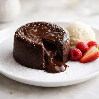 Fondant chocolat noir mascarpone à cœur coulant